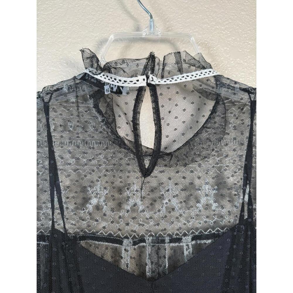 Zara Trinny Black Lace Sheer Tulle XS Embroidered Gothic Boho Maxi Whimsigoth‎ - Picture 8 of 12